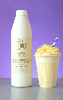 Simply White Chocolate Topping Sauce with Hazelnut Flavouring 1kg